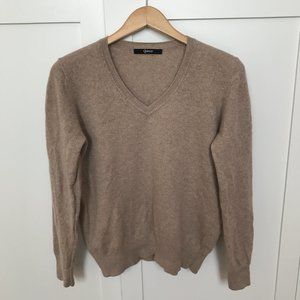 Quince Mongolian Cashmere V-Neck Sweater - Oatmeal Sz L